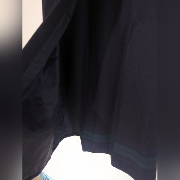 Dark navy and teal wool wrap skirt with belt detail - Picture 4 of 7